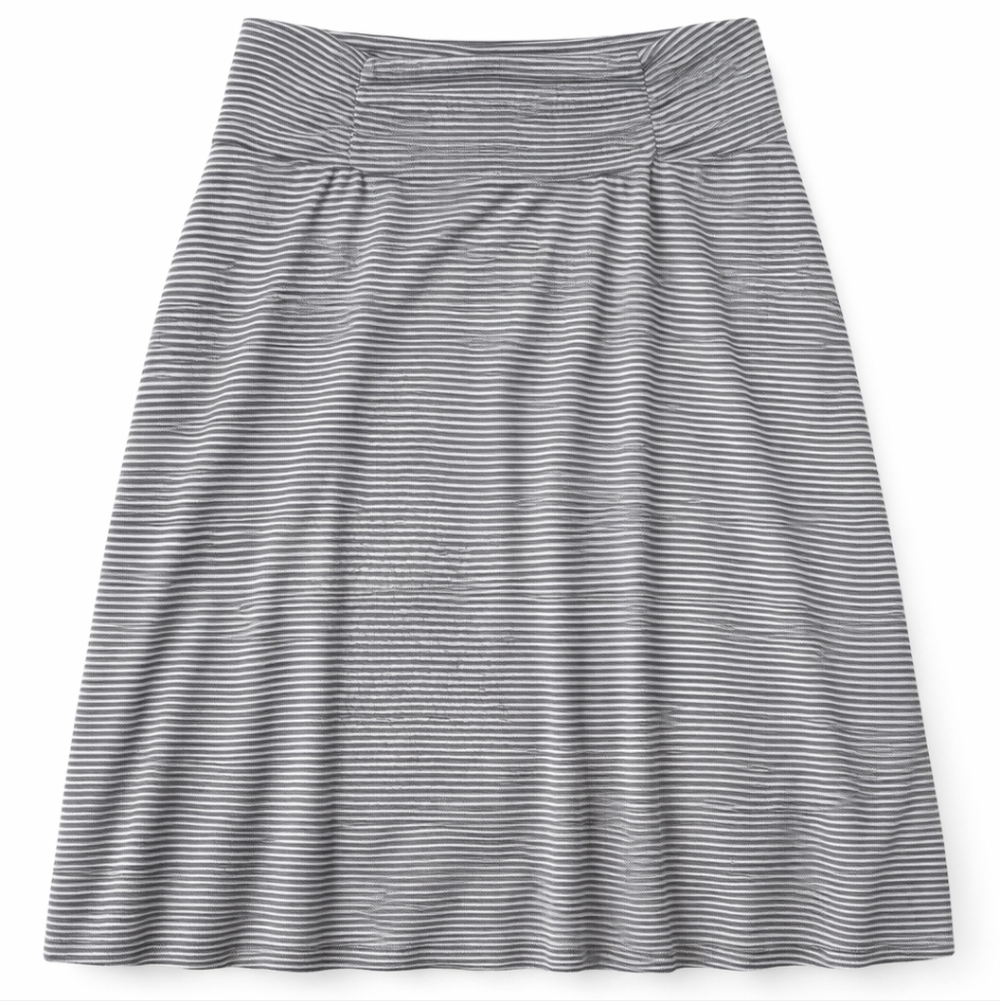 “Black‎ Gray Striped Skirt Elastic Waist Casual Lounge Skirt”